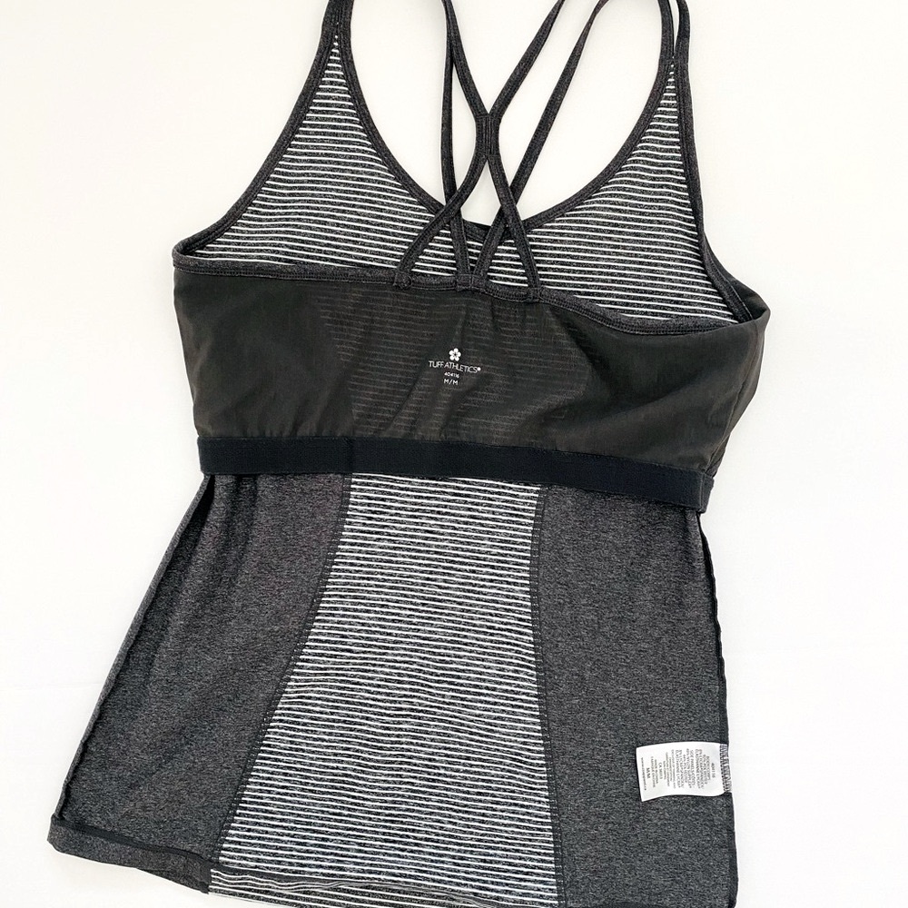 Tuff Athletics Striped Black and White Women's Tank Top, Size Medium - Picture 2 of 9
